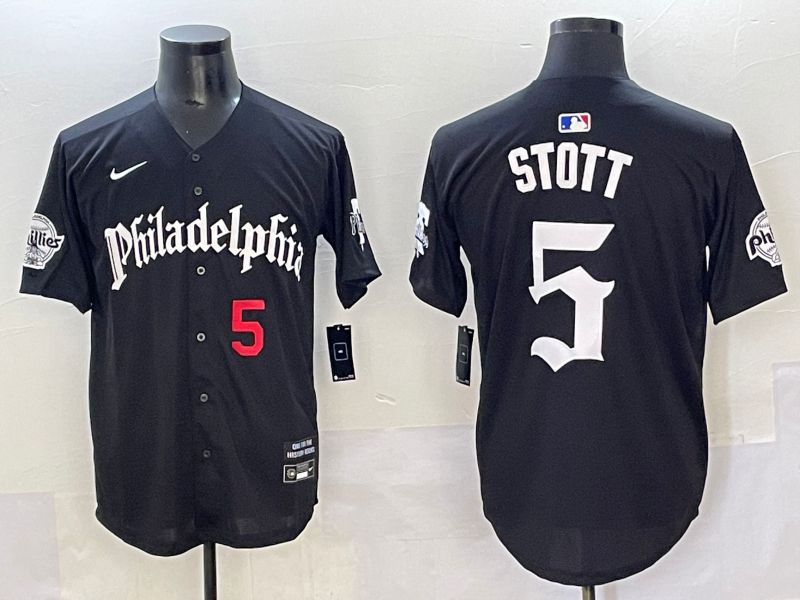 Men 2025 Philadelphia Phillies #5 Stott Black Seventh generation Joint Name Nike MLB Jersey style 2->philadelphia phillies->MLB Jersey